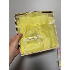 Vintage Apron By Powers Minneapolis Sheer Yellow Lace Trim New In Box‎
